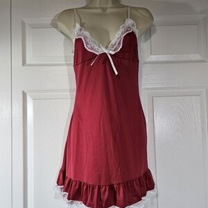 Sexy  Red Lace-Trimmed Nightgown